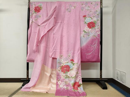 平和屋着物●豪華振袖　牡丹花文　暈し染め　金彩　仮絵羽　逸品　未使用　CABC7133yc
