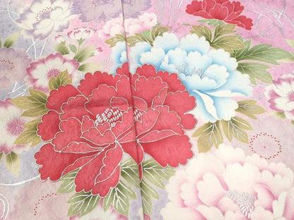 平和屋着物●豪華振袖　牡丹花文　暈し染め　金彩　仮絵羽　逸品　未使用　CABC7133yc
