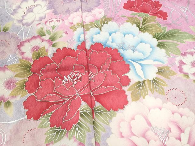 平和屋着物●豪華振袖　牡丹花文　暈し染め　金彩　仮絵羽　逸品　未使用　CABC7133yc