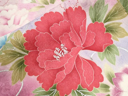 平和屋着物●豪華振袖　牡丹花文　暈し染め　金彩　仮絵羽　逸品　未使用　CABC7133yc