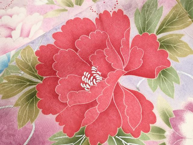 平和屋着物●豪華振袖　牡丹花文　暈し染め　金彩　仮絵羽　逸品　未使用　CABC7133yc