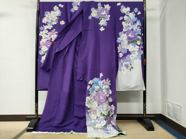 平和屋着物●豪華振袖　薔薇　牡丹花蝶文　ラメ糸　暈し染め　金彩　仮絵羽　逸品　未使用　CABC7134yc