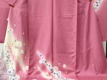 平和屋着物●豪華振袖　舞桜文　暈し染め　金彩　仮絵羽　逸品　未使用　CABC7137yc
