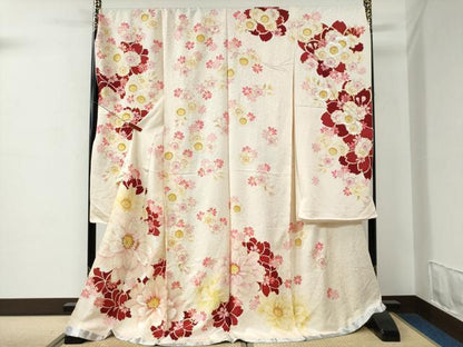 平和屋着物●豪華振袖　舞花文　ラメ糸　金彩　仮絵羽　逸品　未使用　CABC7138yc