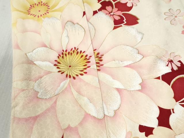 平和屋着物●豪華振袖　舞花文　ラメ糸　金彩　仮絵羽　逸品　未使用　CABC7138yc