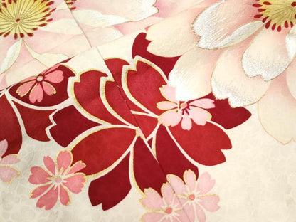 平和屋着物●豪華振袖　舞花文　ラメ糸　金彩　仮絵羽　逸品　未使用　CABC7138yc