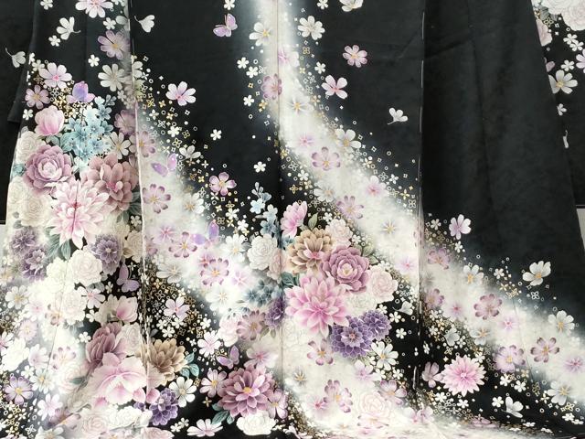 平和屋着物●豪華振袖　薔薇　花蝶文　ラメ糸　暈し染め　金銀彩　仮絵羽　逸品　未使用　CABC7141yc