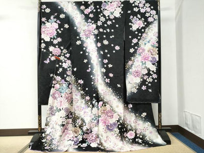 平和屋着物●豪華振袖　薔薇　花蝶文　ラメ糸　暈し染め　金銀彩　仮絵羽　逸品　未使用　CABC7141yc