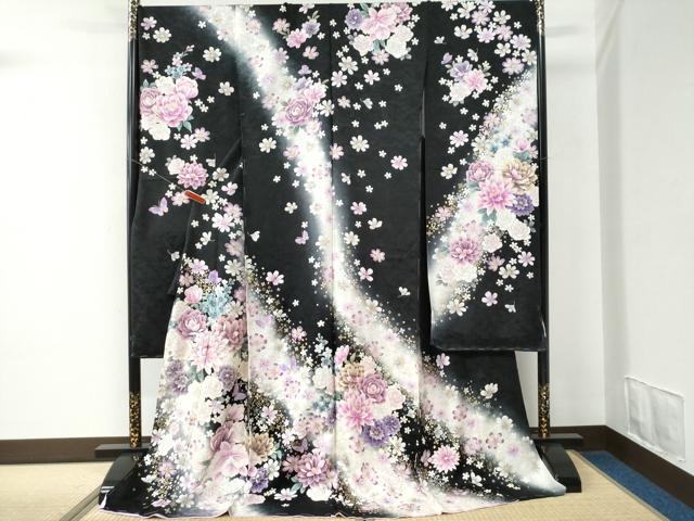 平和屋着物●豪華振袖　薔薇　花蝶文　ラメ糸　暈し染め　金銀彩　仮絵羽　逸品　未使用　CABC7141yc