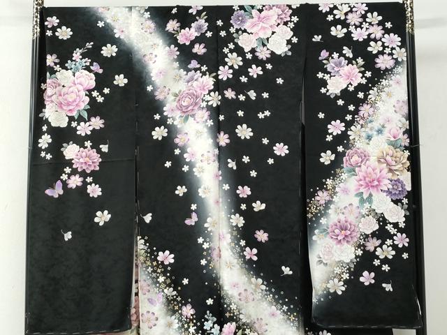 平和屋着物●豪華振袖　薔薇　花蝶文　ラメ糸　暈し染め　金銀彩　仮絵羽　逸品　未使用　CABC7141yc