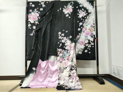平和屋着物●豪華振袖　薔薇　花蝶文　ラメ糸　暈し染め　金銀彩　仮絵羽　逸品　未使用　CABC7141yc