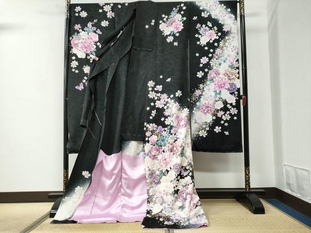 平和屋着物●豪華振袖　薔薇　花蝶文　ラメ糸　暈し染め　金銀彩　仮絵羽　逸品　未使用　CABC7141yc