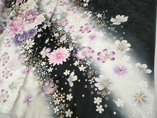 平和屋着物●豪華振袖　薔薇　花蝶文　ラメ糸　暈し染め　金銀彩　仮絵羽　逸品　未使用　CABC7141yc