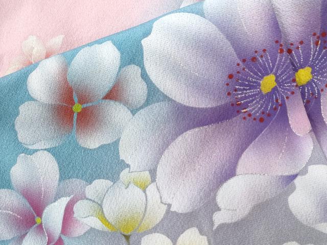 平和屋着物●豪華振袖　舞花文　暈し染め　金彩　仮絵羽　逸品　未使用　CABC7142yc