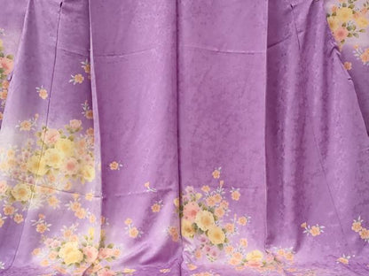 平和屋着物●豪華振袖　島田順子　草花文　ラメ糸　暈し染め　金彩　仮絵羽　逸品　未使用　CABC7143yc