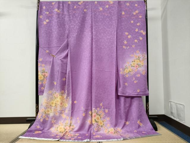 平和屋着物●豪華振袖　島田順子　草花文　ラメ糸　暈し染め　金彩　仮絵羽　逸品　未使用　CABC7143yc