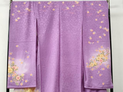 平和屋着物●豪華振袖　島田順子　草花文　ラメ糸　暈し染め　金彩　仮絵羽　逸品　未使用　CABC7143yc