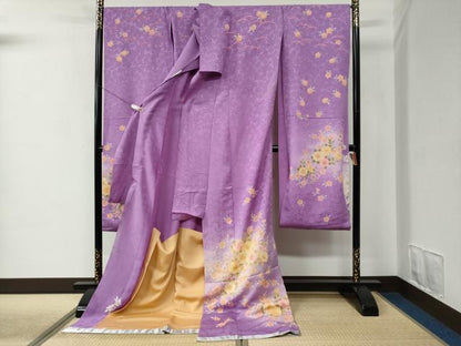 平和屋着物●豪華振袖　島田順子　草花文　ラメ糸　暈し染め　金彩　仮絵羽　逸品　未使用　CABC7143yc