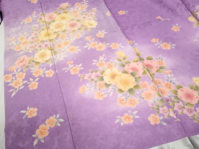 平和屋着物●豪華振袖　島田順子　草花文　ラメ糸　暈し染め　金彩　仮絵羽　逸品　未使用　CABC7143yc