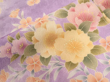 平和屋着物●豪華振袖　島田順子　草花文　ラメ糸　暈し染め　金彩　仮絵羽　逸品　未使用　CABC7143yc