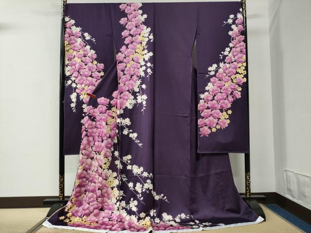 平和屋着物●ブライダルファッションデザイナー・桂由美　振袖　枝花文　銀通し地　仮絵羽　逸品　未使用　CABC7145yc