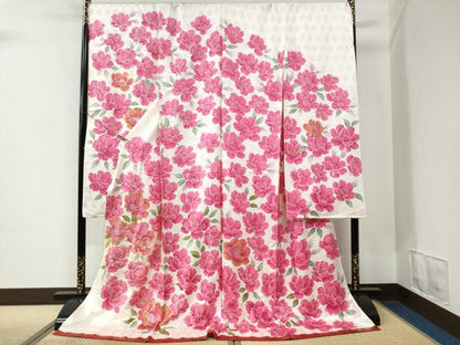 平和屋着物●豪華振袖　駒刺繍　牡丹　金彩　仮絵羽　逸品　未使用　CABC7146yc