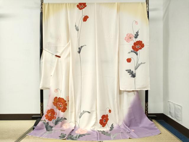 平和屋着物●皇室デザイナー　中村乃武夫　振袖　草花文　暈し染め　金彩　仮絵羽　逸品　未使用　CABC7148yc