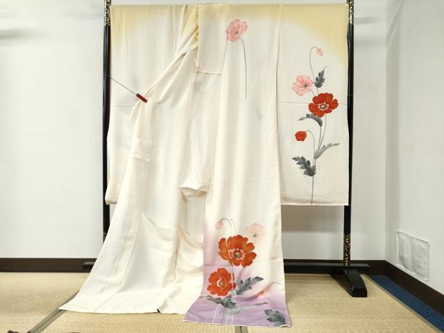 平和屋着物●皇室デザイナー　中村乃武夫　振袖　草花文　暈し染め　金彩　仮絵羽　逸品　未使用　CABC7148yc