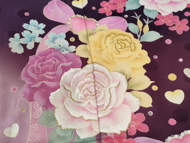 平和屋着物●豪華振袖　Leah Dizon　薔薇　ハート　リボン　ラインストーン　ラメ糸　暈し染め　金彩　仮絵羽　逸品　未使用　CABC7150yc