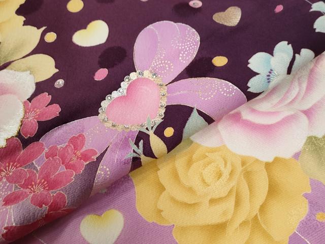 平和屋着物●豪華振袖　Leah Dizon　薔薇　ハート　リボン　ラインストーン　ラメ糸　暈し染め　金彩　仮絵羽　逸品　未使用　CABC7150yc