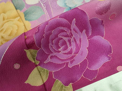 平和屋着物●豪華振袖　Leah Dizon　薔薇　ハート　リボン　ラインストーン　ラメ糸　暈し染め　金彩　仮絵羽　逸品　未使用　CABC7150yc