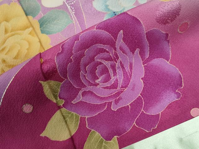 平和屋着物●豪華振袖　Leah Dizon　薔薇　ハート　リボン　ラインストーン　ラメ糸　暈し染め　金彩　仮絵羽　逸品　未使用　CABC7150yc