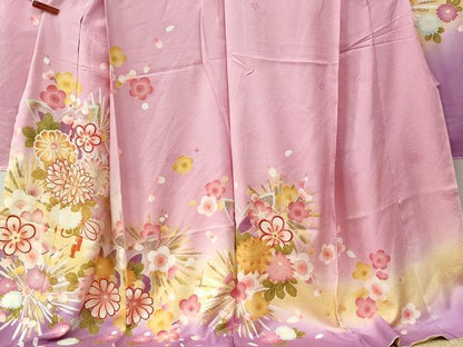 平和屋着物●豪華振袖　駒刺繍　菊花文　暈し染め　金彩　仮絵羽　逸品　未使用　CABC7151yc