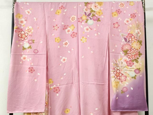 平和屋着物●豪華振袖　駒刺繍　菊花文　暈し染め　金彩　仮絵羽　逸品　未使用　CABC7151yc