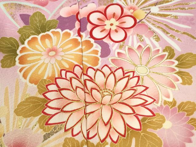 平和屋着物●豪華振袖　駒刺繍　菊花文　暈し染め　金彩　仮絵羽　逸品　未使用　CABC7151yc