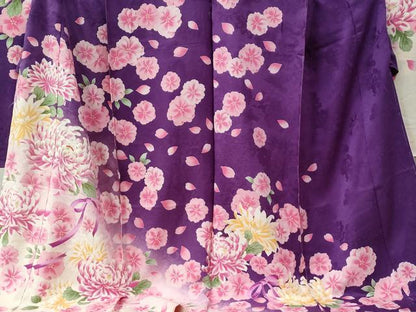 平和屋着物●豪華振袖　乱菊花文　リボン　ラメ糸　暈し染め　金彩　仮絵羽　逸品　未使用　CABC7152yc