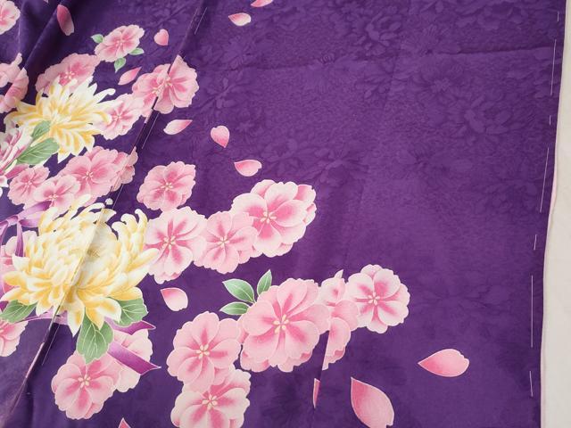 平和屋着物●豪華振袖　乱菊花文　リボン　ラメ糸　暈し染め　金彩　仮絵羽　逸品　未使用　CABC7152yc