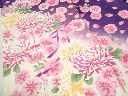 平和屋着物●豪華振袖　乱菊花文　リボン　ラメ糸　暈し染め　金彩　仮絵羽　逸品　未使用　CABC7152yc