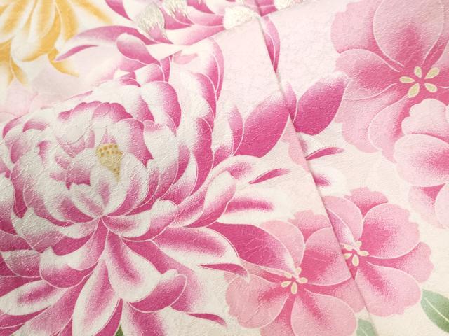 平和屋着物●豪華振袖　乱菊花文　リボン　ラメ糸　暈し染め　金彩　仮絵羽　逸品　未使用　CABC7152yc