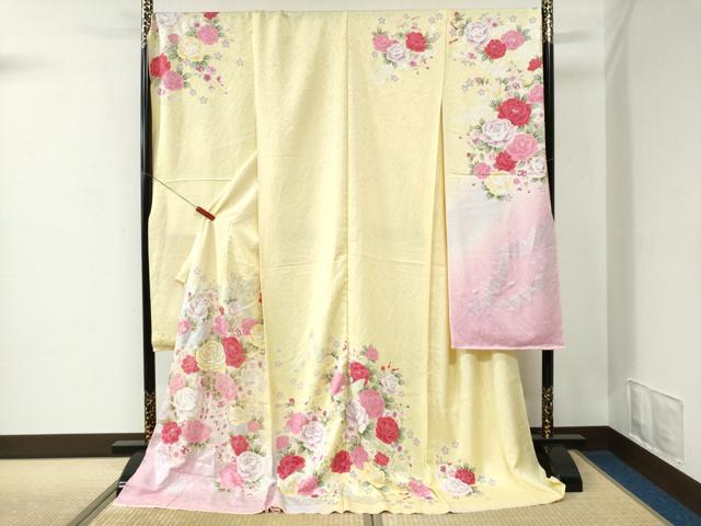 平和屋着物●豪華振袖　薔薇　蝶　暈し染め　金彩　仮絵羽　逸品　未使用　CABC7154yc