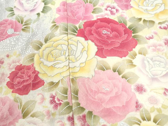 平和屋着物●豪華振袖　薔薇　蝶　暈し染め　金彩　仮絵羽　逸品　未使用　CABC7154yc
