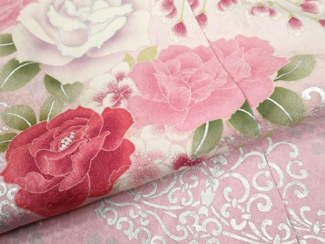 平和屋着物●豪華振袖　薔薇　蝶　暈し染め　金彩　仮絵羽　逸品　未使用　CABC7154yc