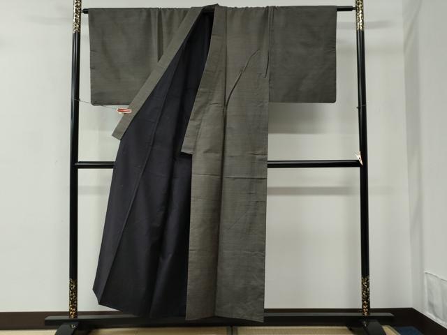 平和屋着物●男性　本場大島紬　アンサンブル・長襦袢セット　格子　正絹　逸品　CABC7156yc