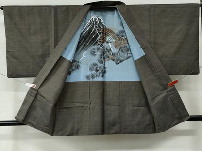 平和屋着物●男性　本場大島紬　アンサンブル・長襦袢セット　格子　正絹　逸品　CABC7156yc