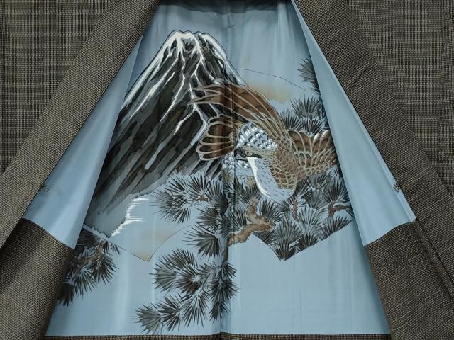 平和屋着物●男性　本場大島紬　アンサンブル・長襦袢セット　格子　正絹　逸品　CABC7156yc