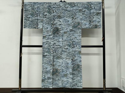 平和屋着物●男性　紬　アンサンブル・長襦袢セット　網代織　正絹　逸品　CABC7160yc