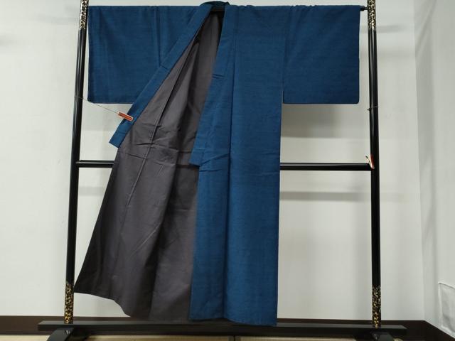 平和屋着物●男性　紬　アンサンブル・長襦袢セット　網代織　正絹　逸品　CABC7160yc