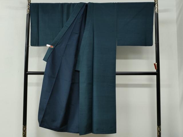 平和屋着物●男性　紬　アンサンブル　色無地　紺地　キングサイズ　正絹　逸品　CABC7162yc