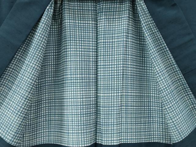平和屋着物●男性　紬　アンサンブル　色無地　紺地　キングサイズ　正絹　逸品　CABC7162yc