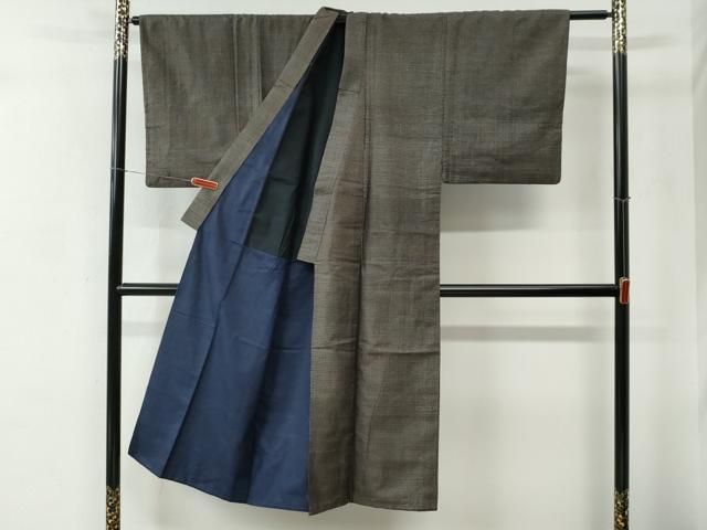 平和屋着物●男性　紬　アンサンブル　格子　正絹　逸品　CABC7164yc
